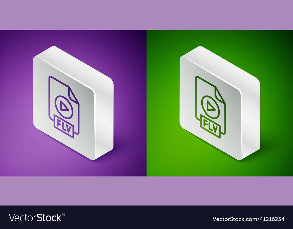 Isometric line flv file document video format vector image Isometric line flv file document video format