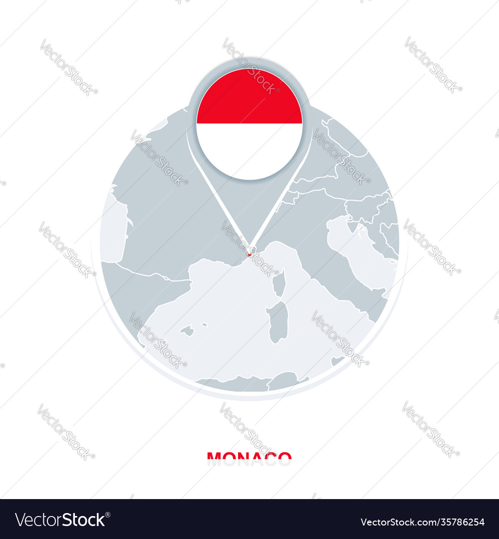Monaco map and flag icon with highlighted