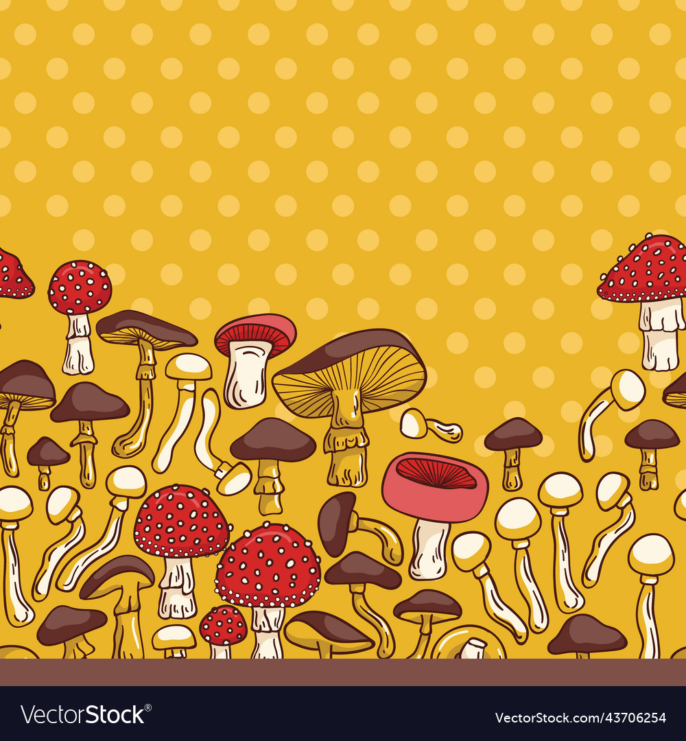 Mushrooms seamless border background