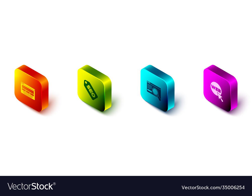 Set isometric ui or ux design seo optimization