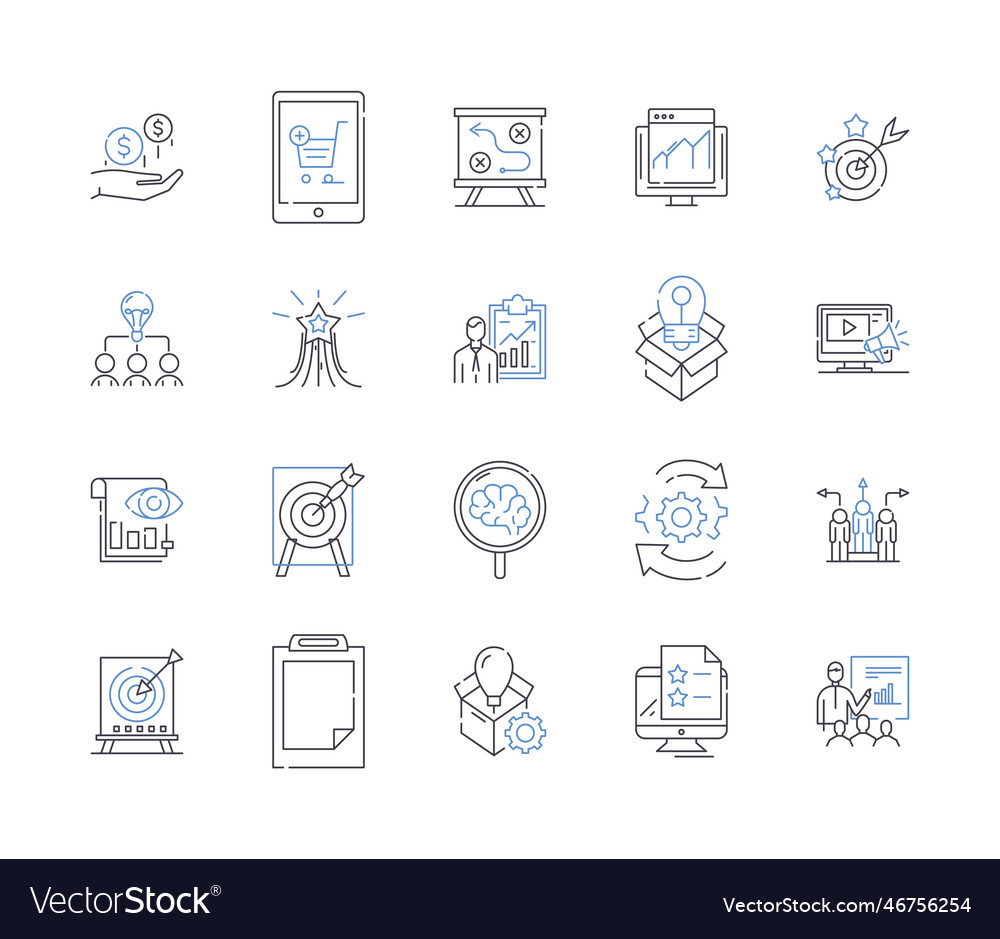 Strategy planning outline icons collection Vector Image