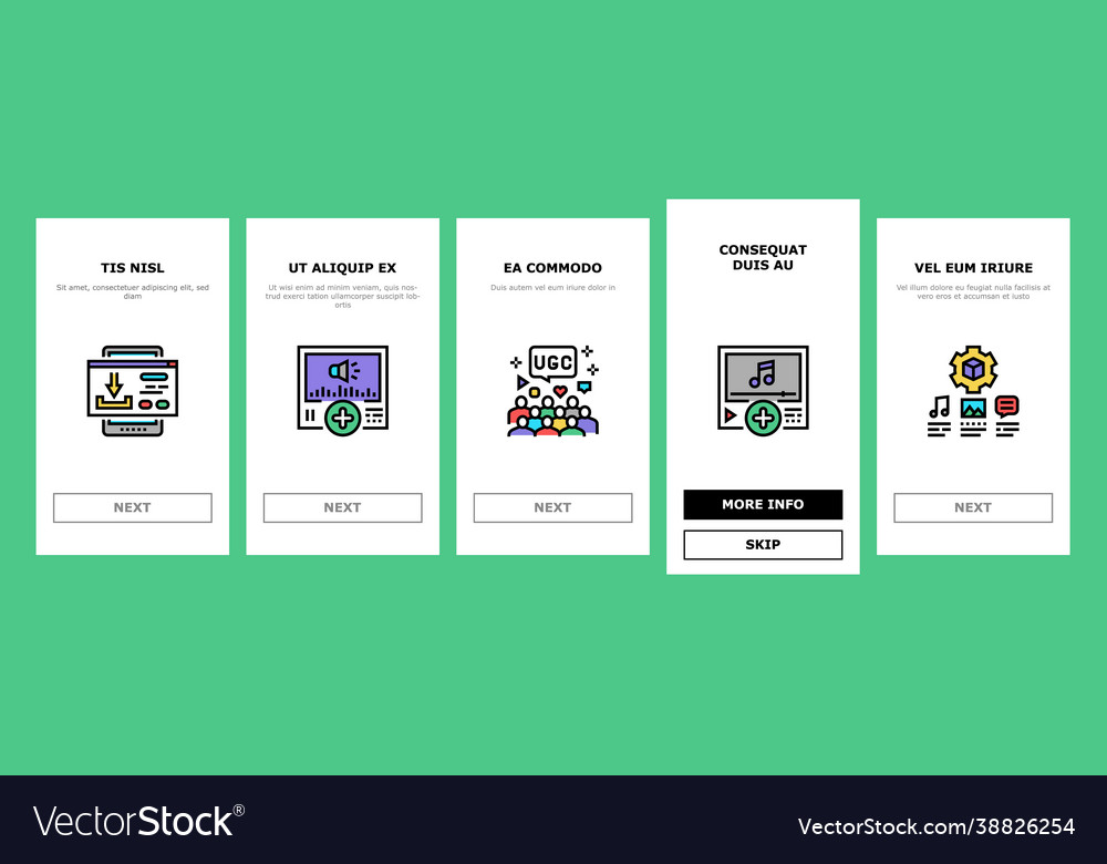 Benutzer generierte Inhalte Onboarding-Symbole Set