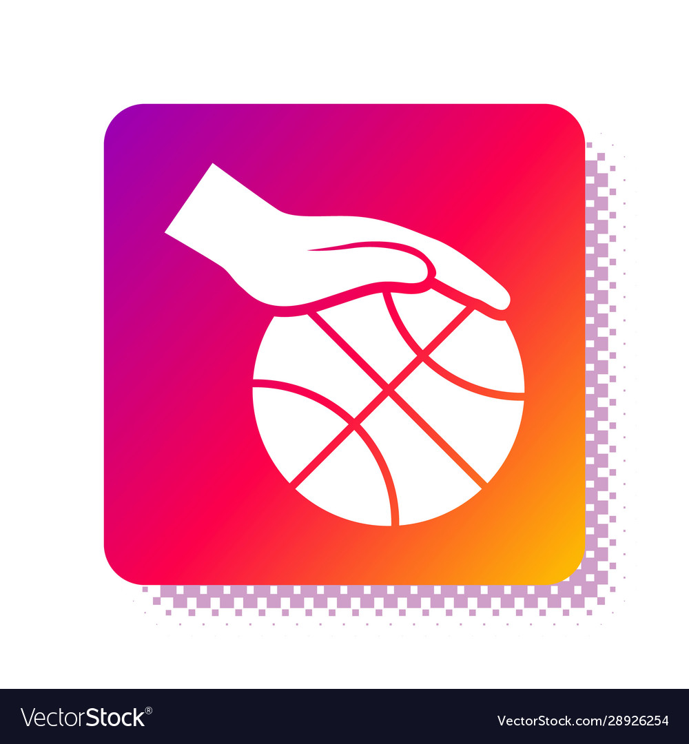 White hand with basketball ball icon isolated