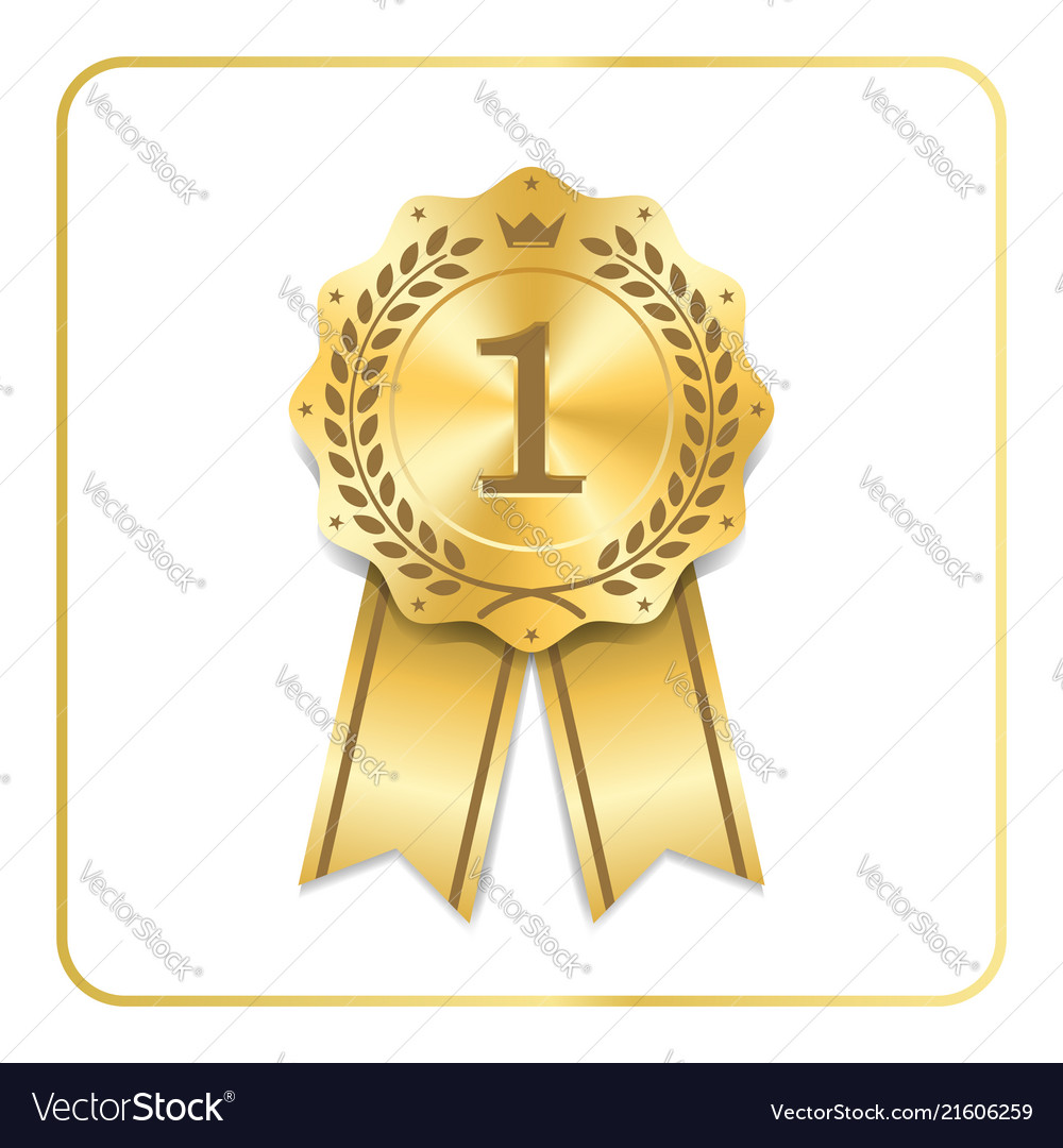 Award Ribbon Gold Icon Blank Medal With Laurel Vector Image