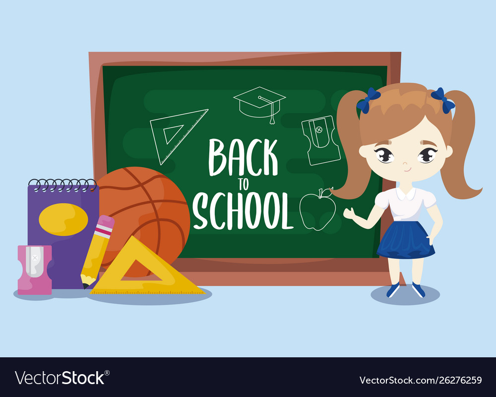 Back to school with little student girl