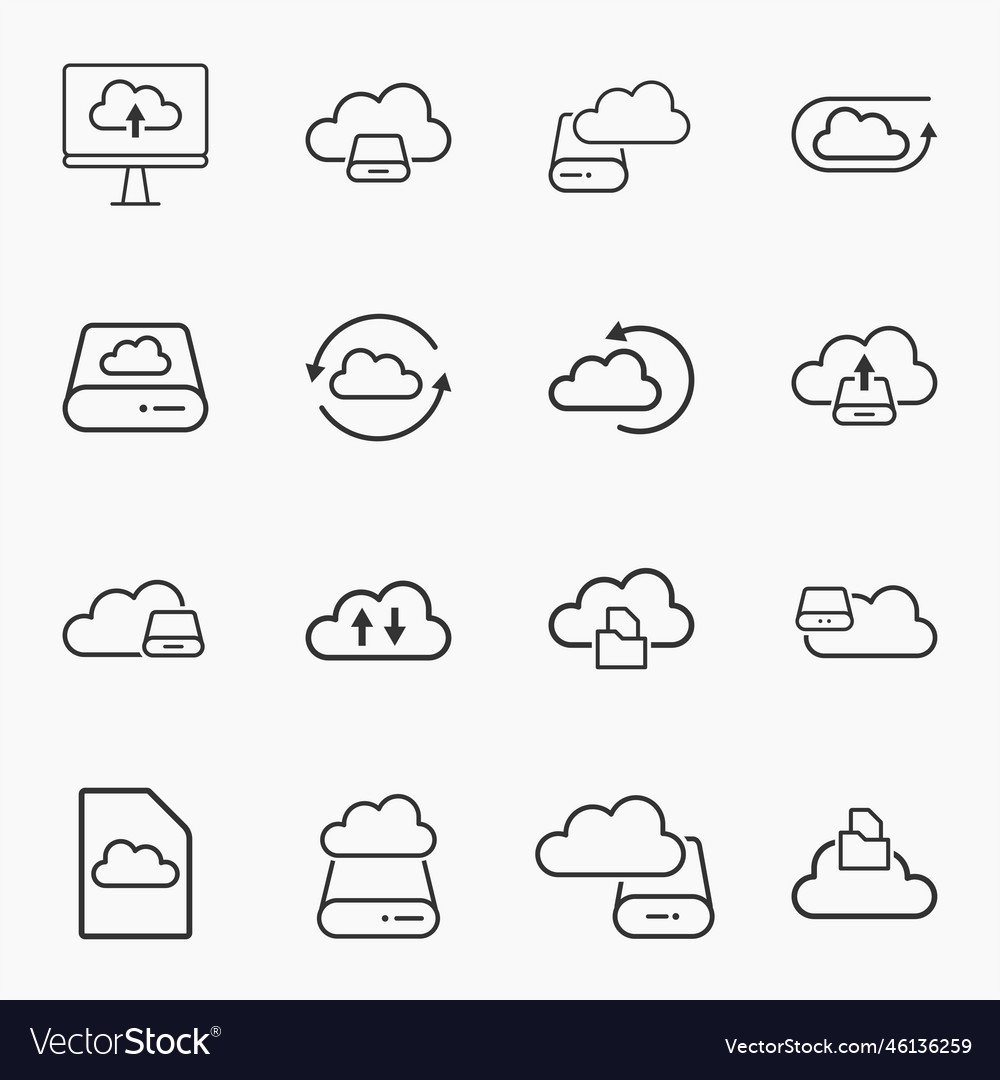 Collection of simple icon backup clou vector image Collection of simple icon backup clou