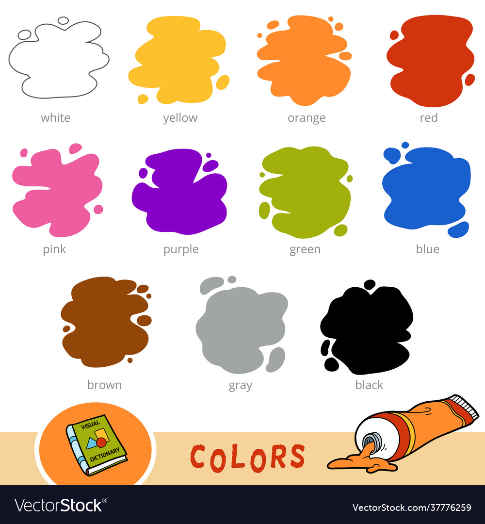 Colorful set basic colors visual dictionary vector image Colorful set basic colors visual dictionary