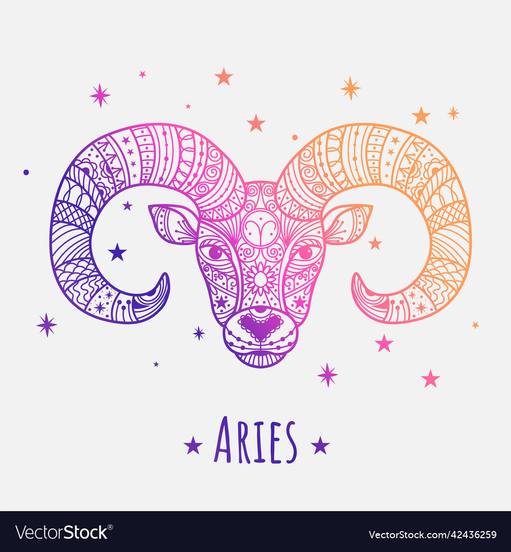 Colorful zodiac sign aries lineart easy