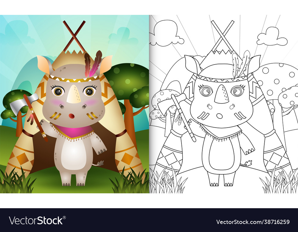 Coloring book for kids with a cute tribal boho Vector Image