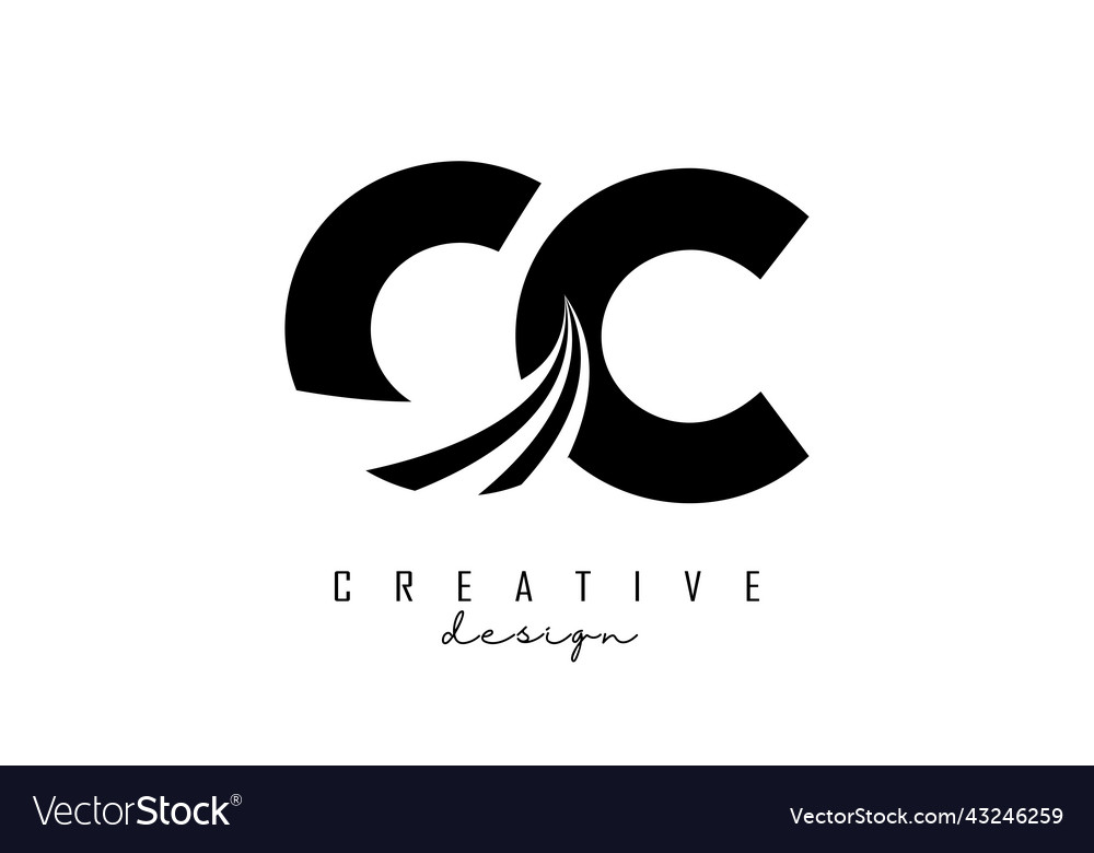 Creative black letters cc c logo with leading