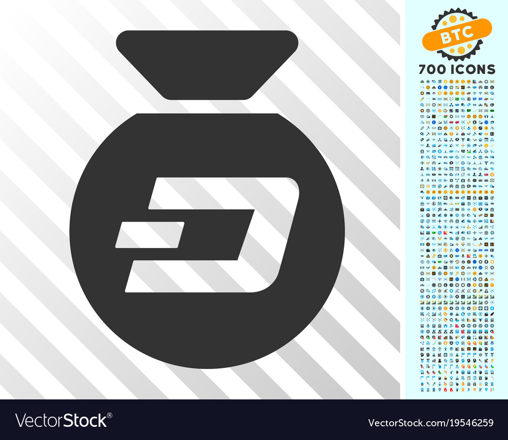 Dash money bag flat icon with bonus