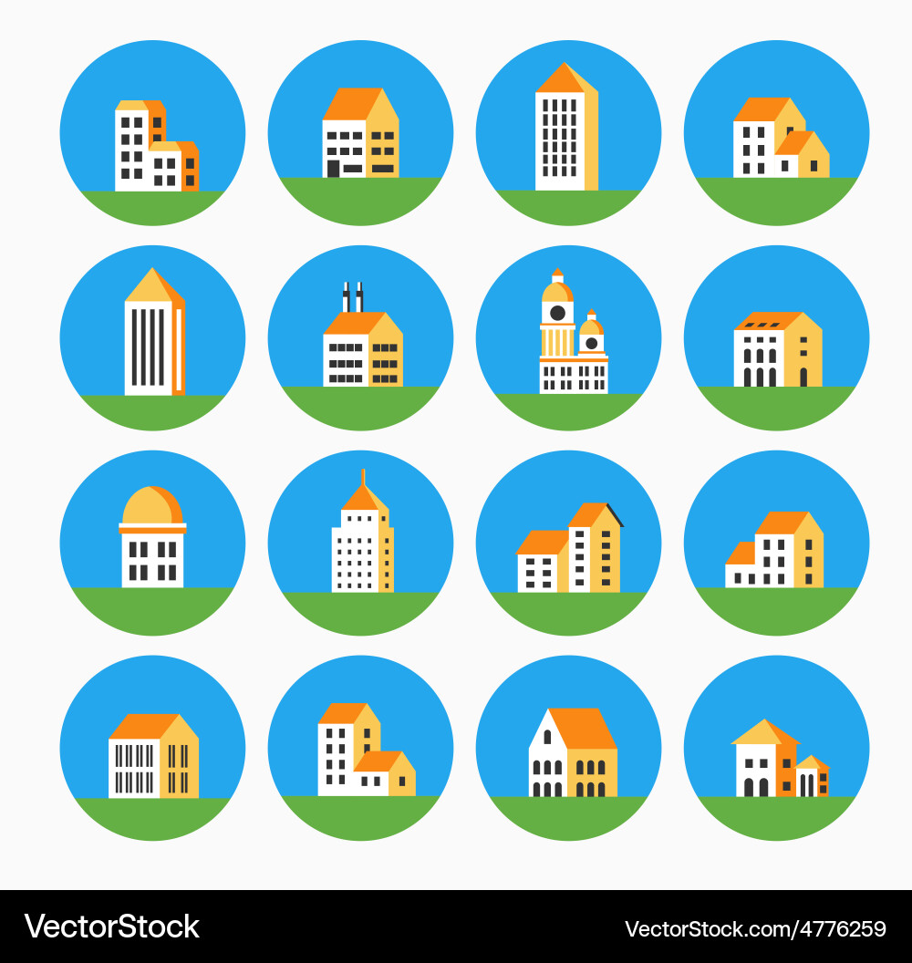 Flat colored building Royalty Free Vector Image