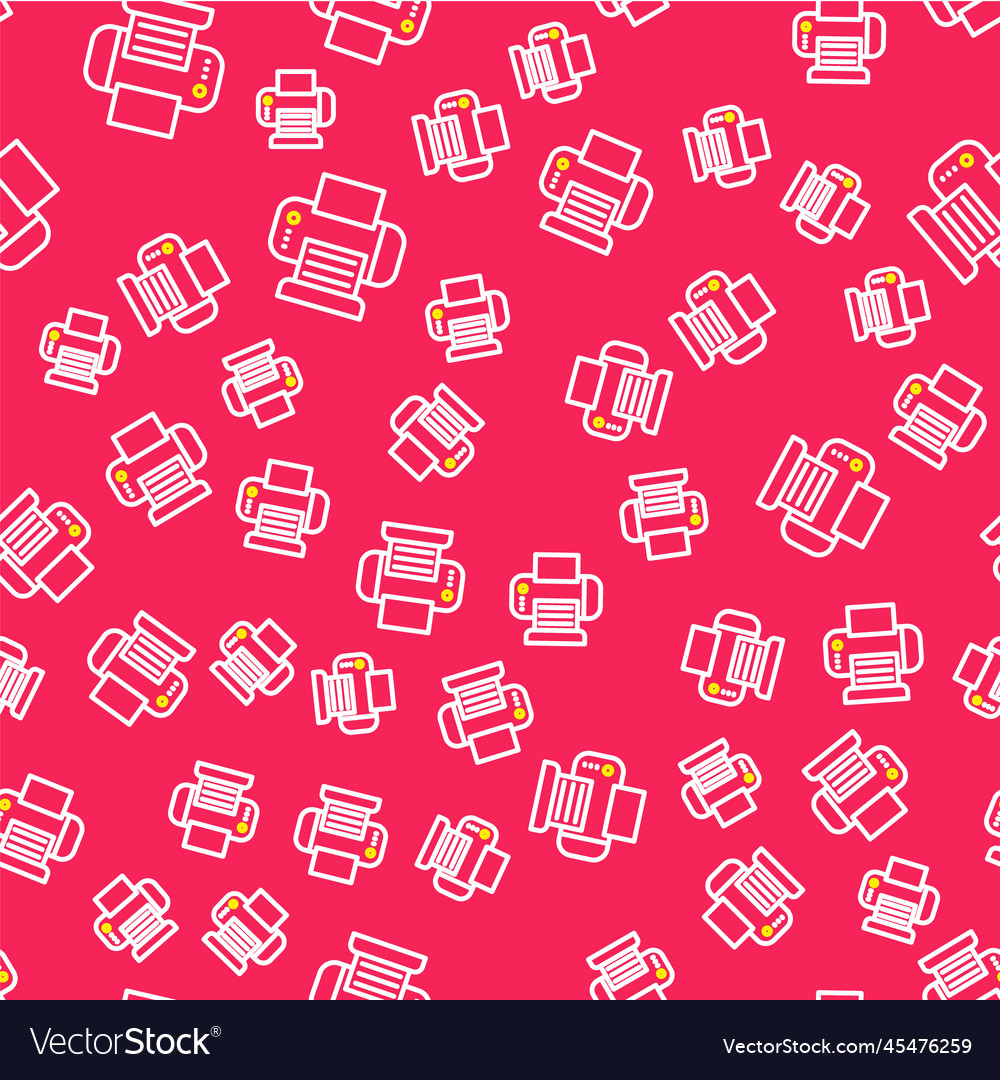 Line printer icon isolated seamless pattern on red vector image Line printer icon isolated seamless pattern on red