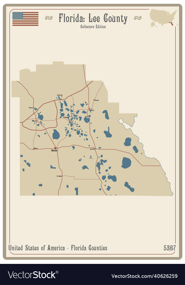 Lee County Map Florida - Map Of Lee County In Florida Vector 40626259