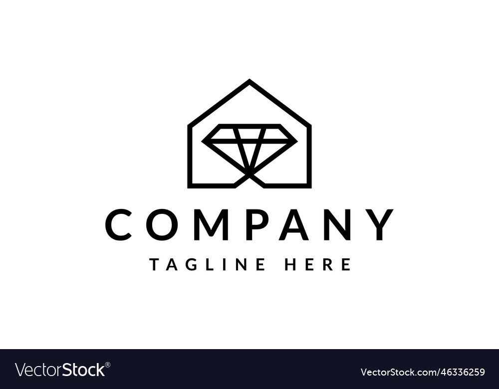 Minimalist Diamond House Real Estate Line Logo Vector Image minimalist-diamond-house-real-estate-line-logo-vector-image