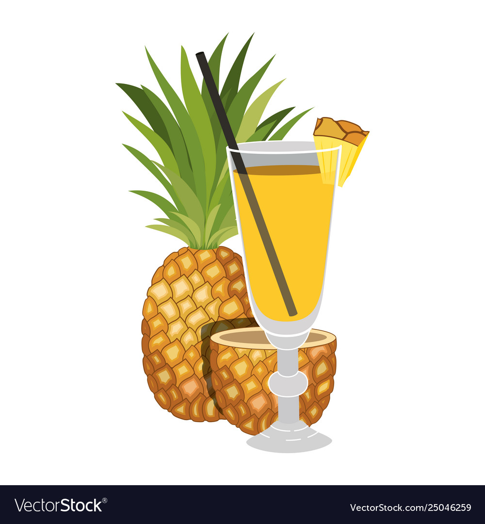 Ananas frisches Obst mit Cocktailglas