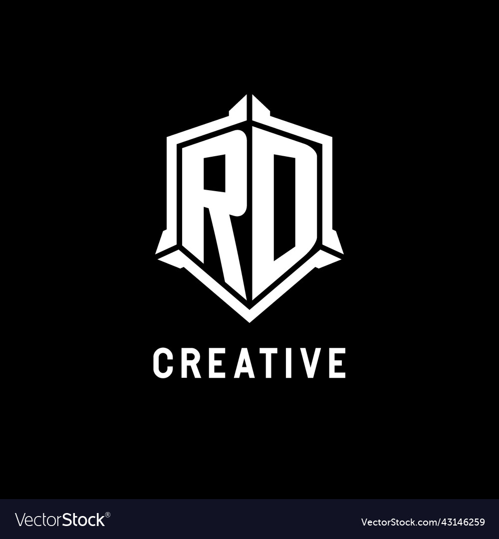 Rd logo initial with shield shape design style vector image Rd logo initial with shield shape design style