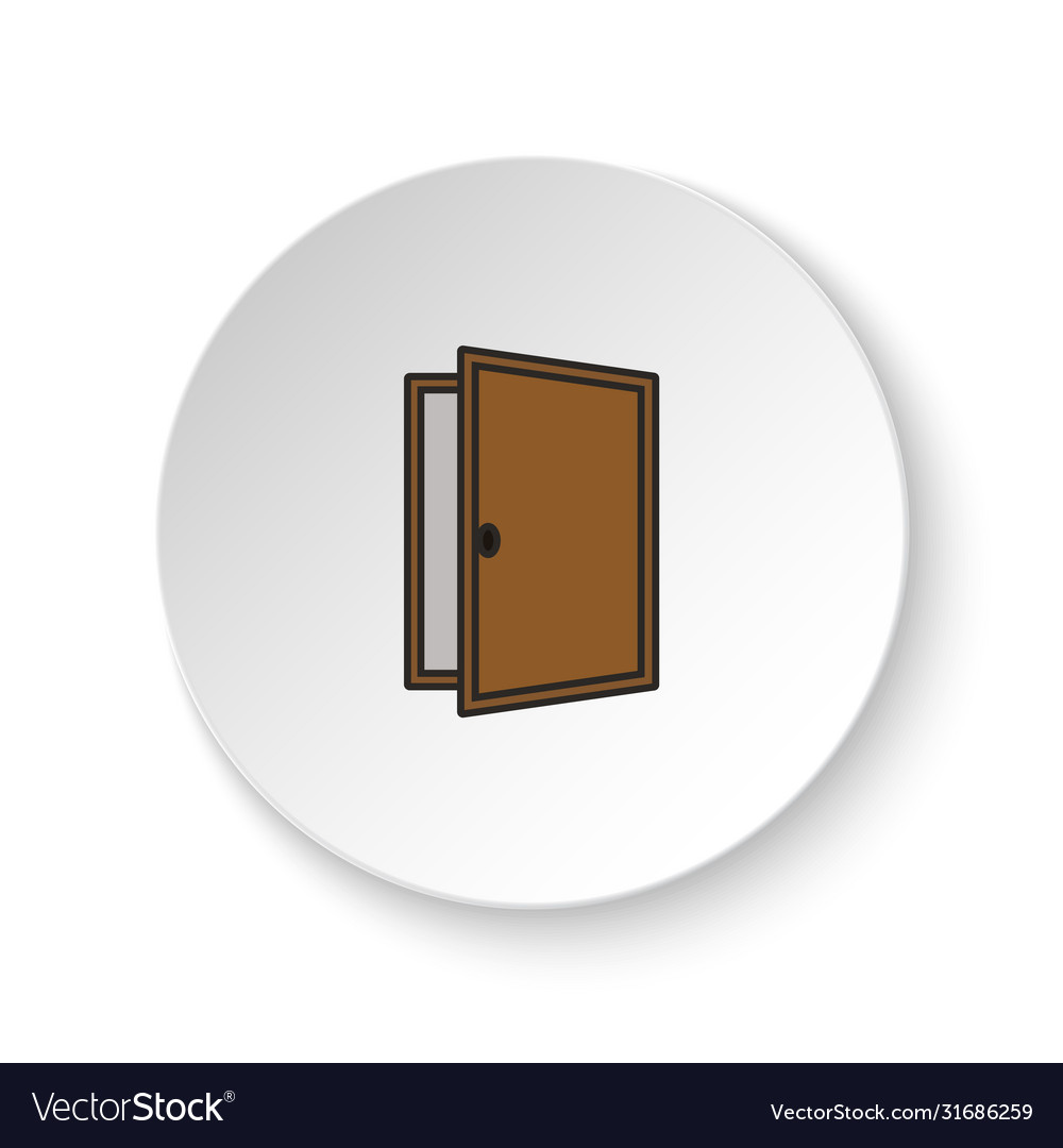 Round button for web icon door open vector image Round button for web icon door open