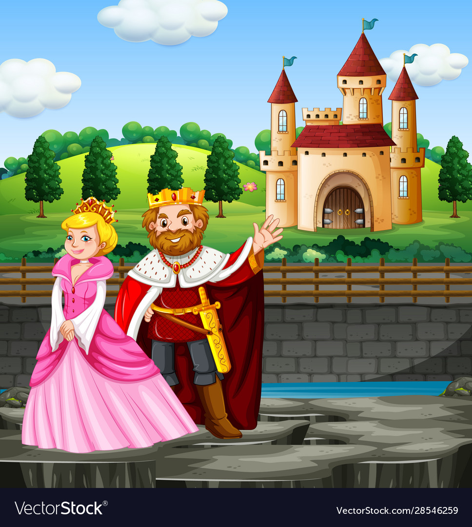 Scene with king and queen at palace Royalty Free Vector