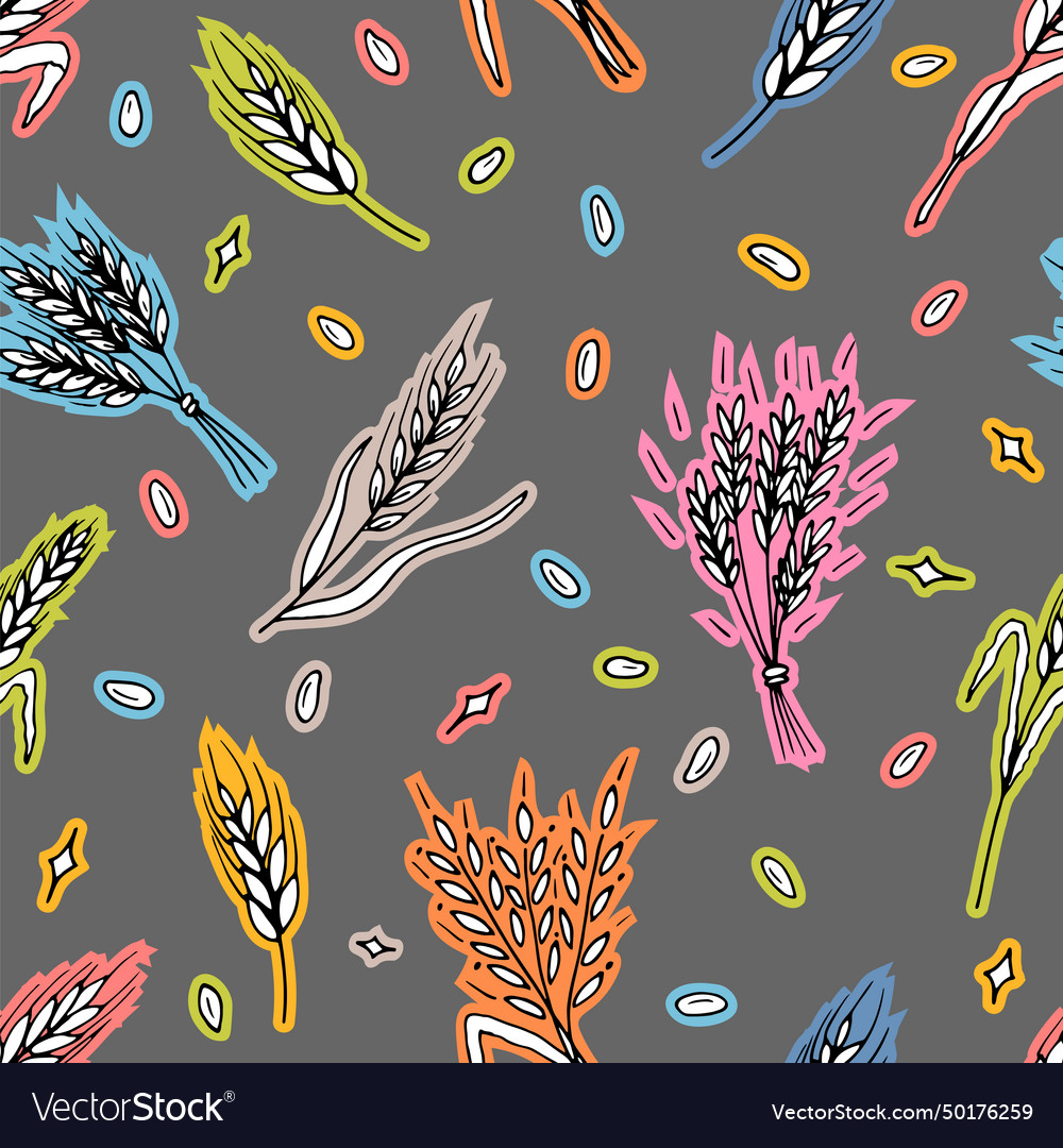 Seamless pattern with hand drawn spikelets vector image Seamless pattern with hand drawn spikelets