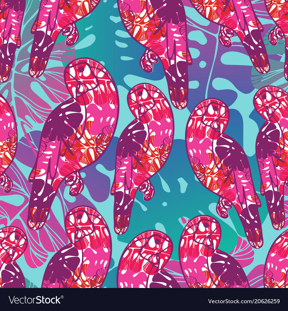 Seamless pattern with parrots vector image Seamless pattern with parrots