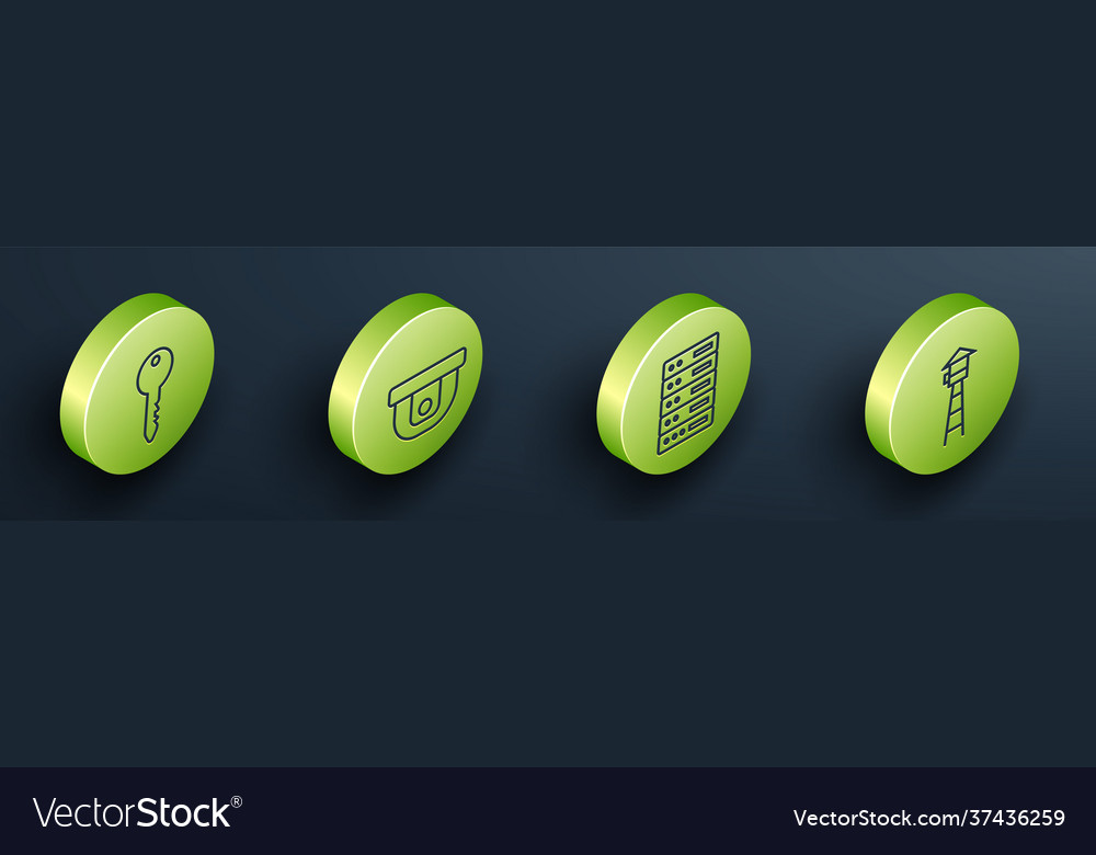 Set isometric key motion sensor server data vector image Set isometric key motion sensor server data