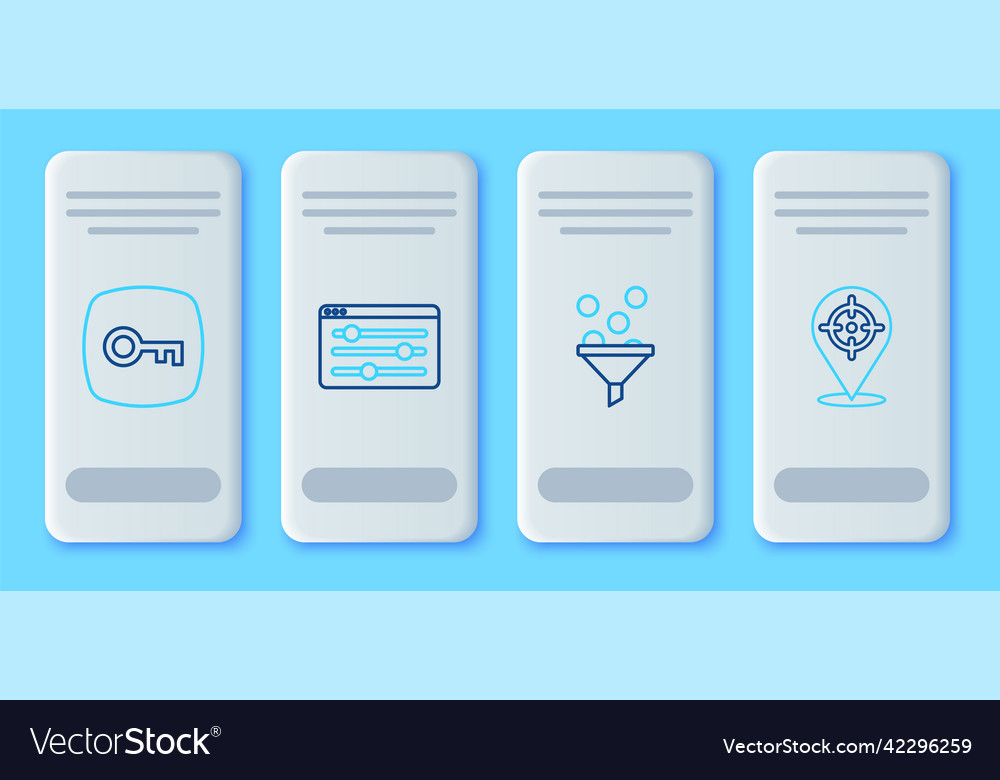 Set line browser setting lead management key vector image Set line browser setting lead management key