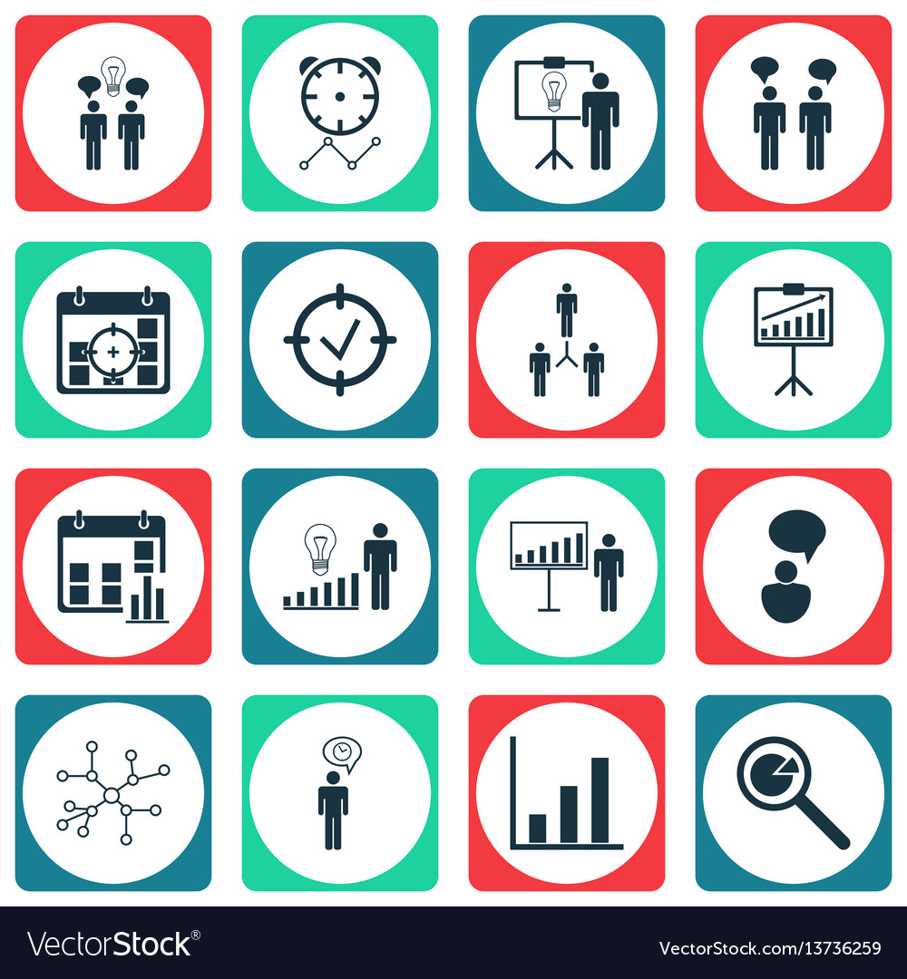 Set of 16 administration icons includes report Vector Image Set of 16 administration icons includes report