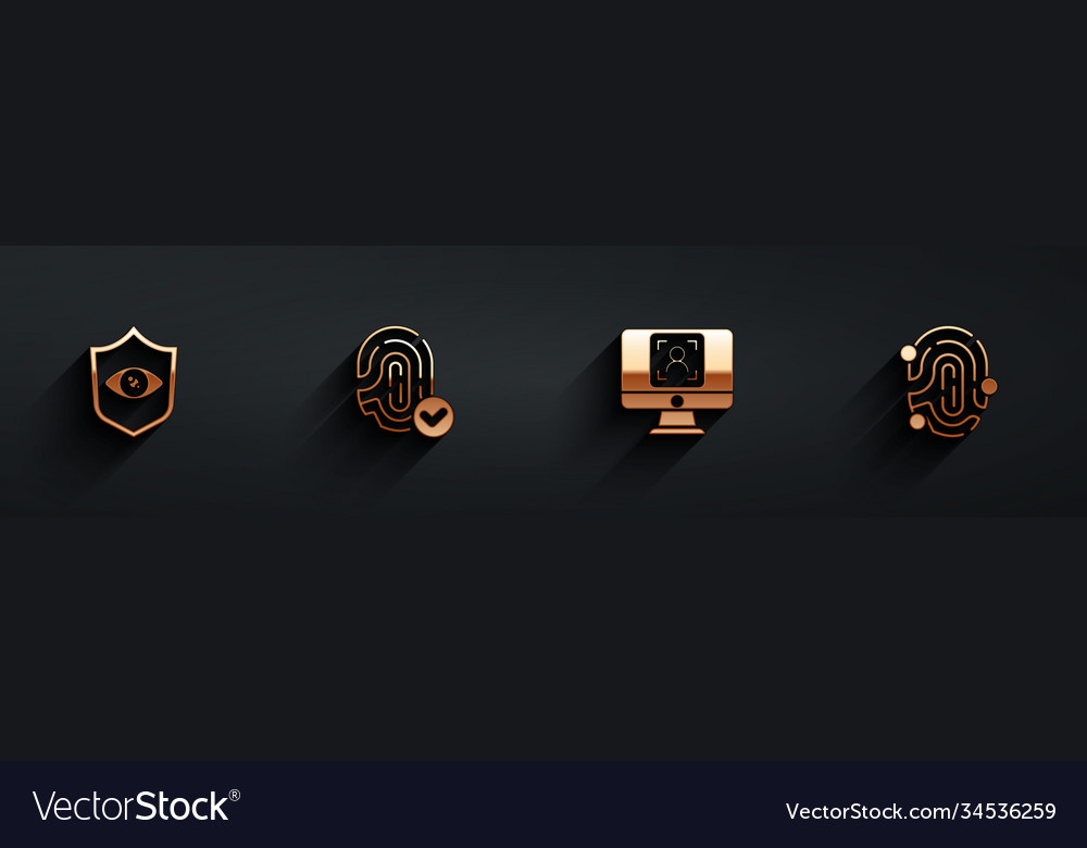 Set shield eye scan fingerprint face recognition vector image Set shield eye scan fingerprint face recognition