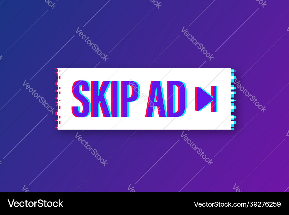 Skip advertisement web glitch icon isolated Vector Image