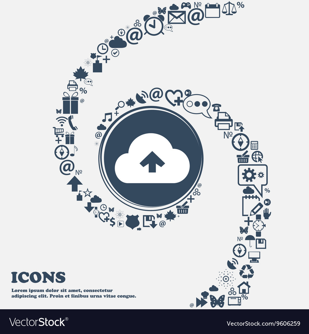 Upload from cloud icon sign in the center around