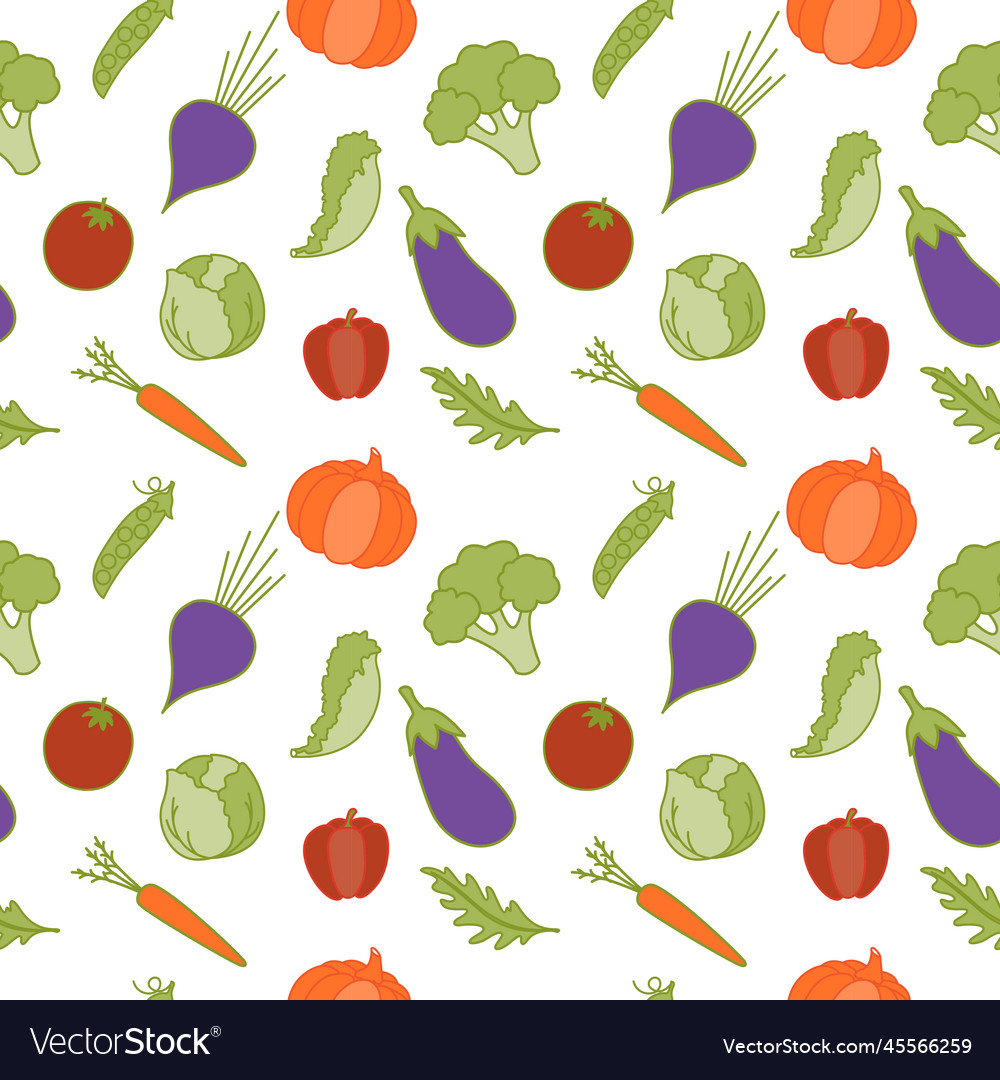 Vegetables seamless pattern vegetable healthy Vector Image