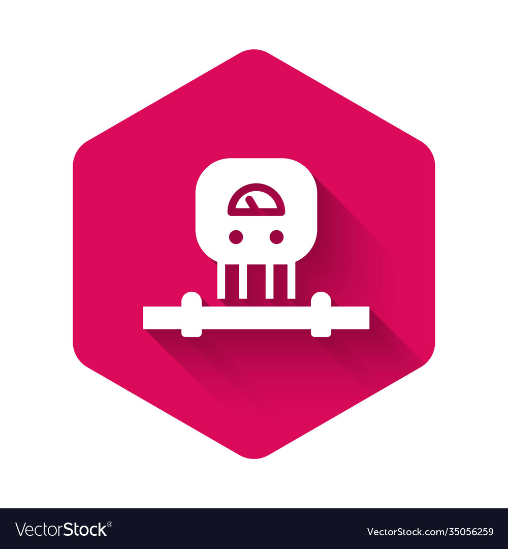 White smart sensor system icon isolated with long vector image White smart sensor system icon isolated with long