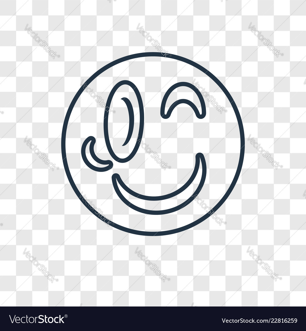 Wink concept linear icon isolated on transparent vector image Wink concept linear icon isolated on transparent
