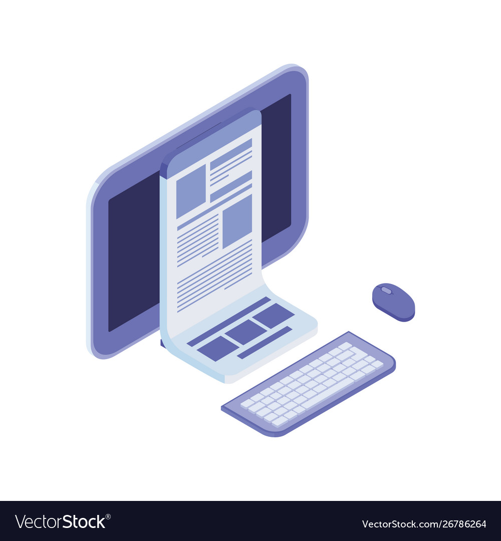 Desktop computer screen with sheets paper