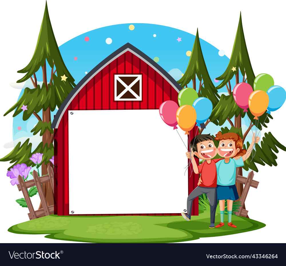 Empty board template with cartoon character vector image Empty board template with cartoon character