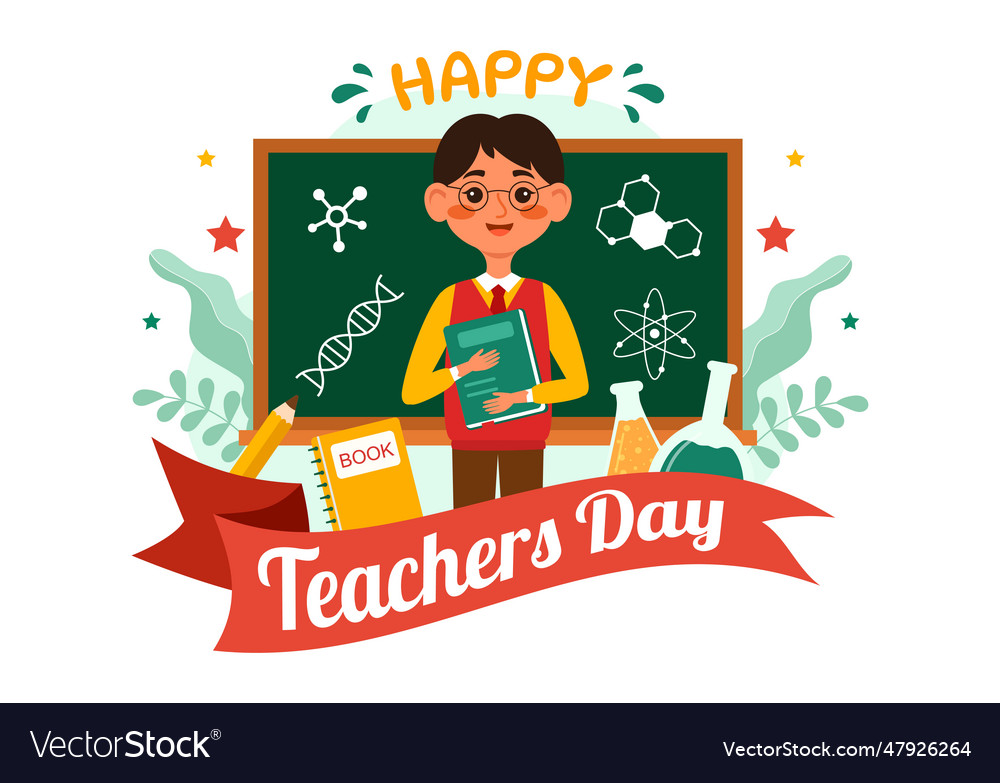 Happy Teacher Day In India With The Teachers Wear Vector Image