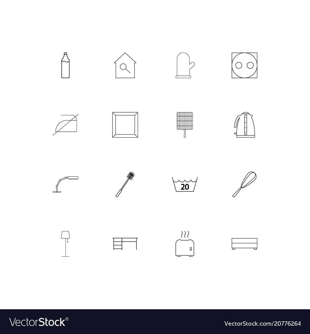 Home appliances linear thin icons set outlined