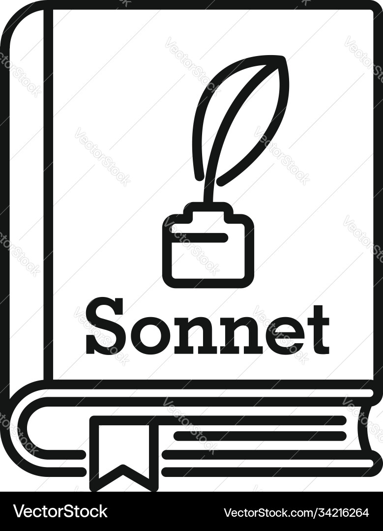Literary sonnet book icon outline style Royalty Free Vector