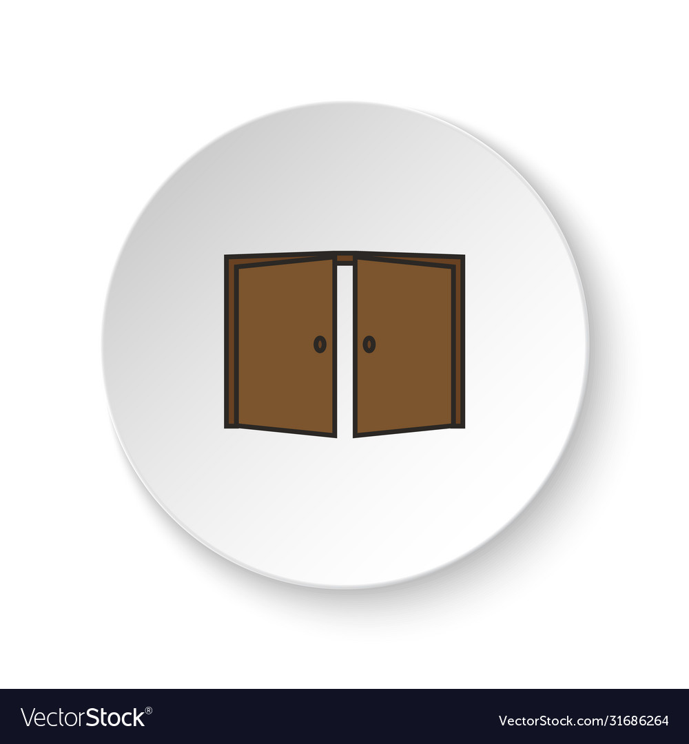 Round button for web icon door open vector image Round button for web icon door open