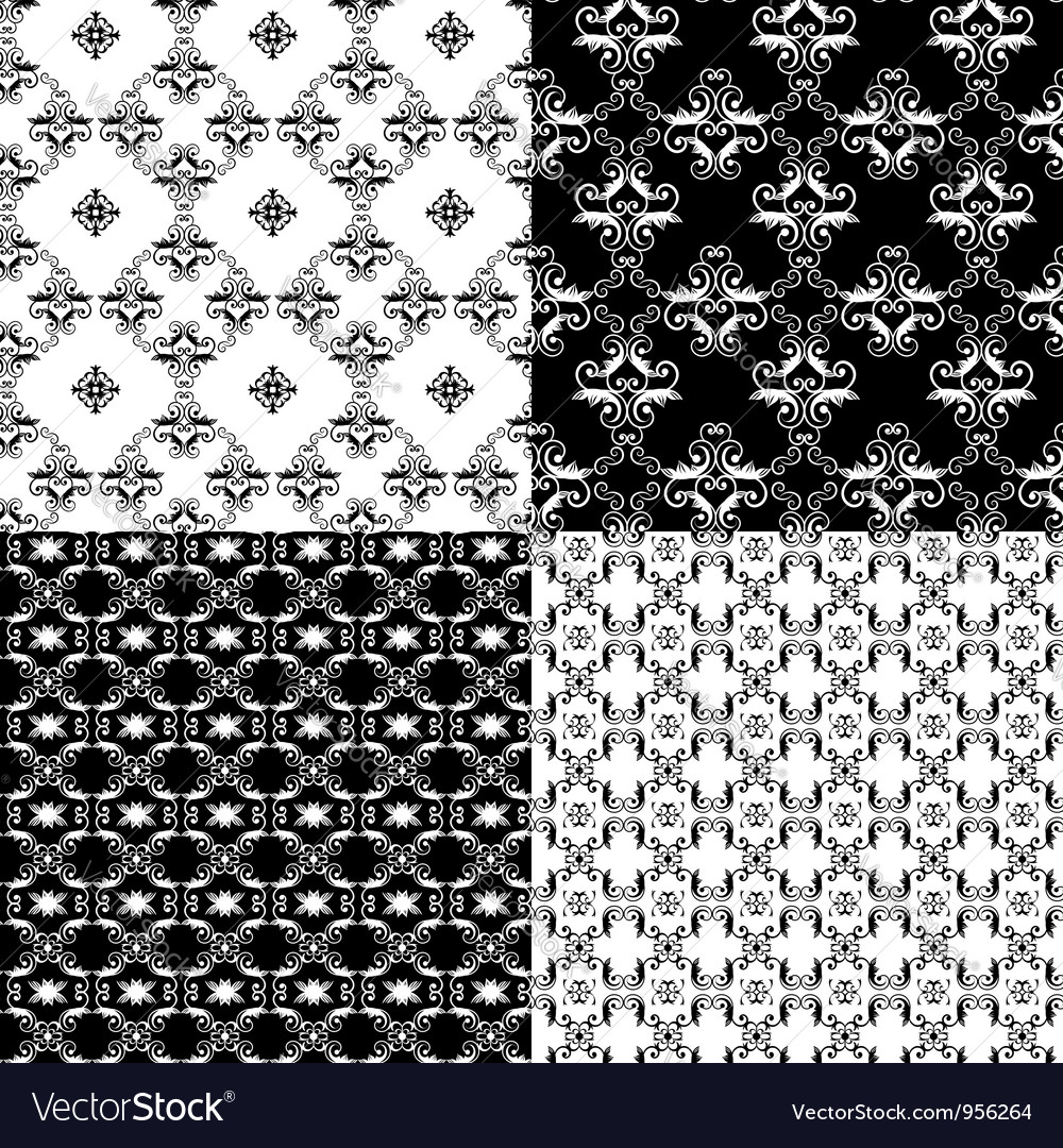 Set of damask seamless pattern