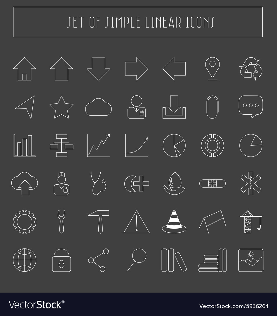 Simple flat linear icons