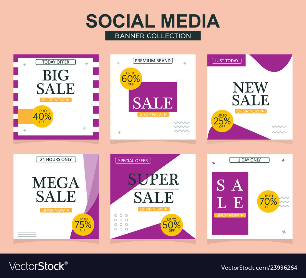 Social media banners pack for website and mobile