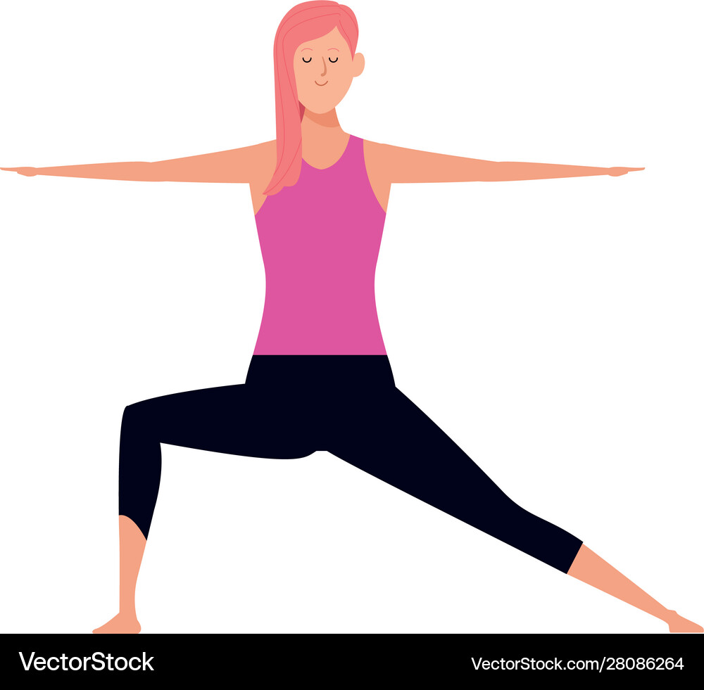 Woman practicing yoga tree pose icon colorful Vector Image