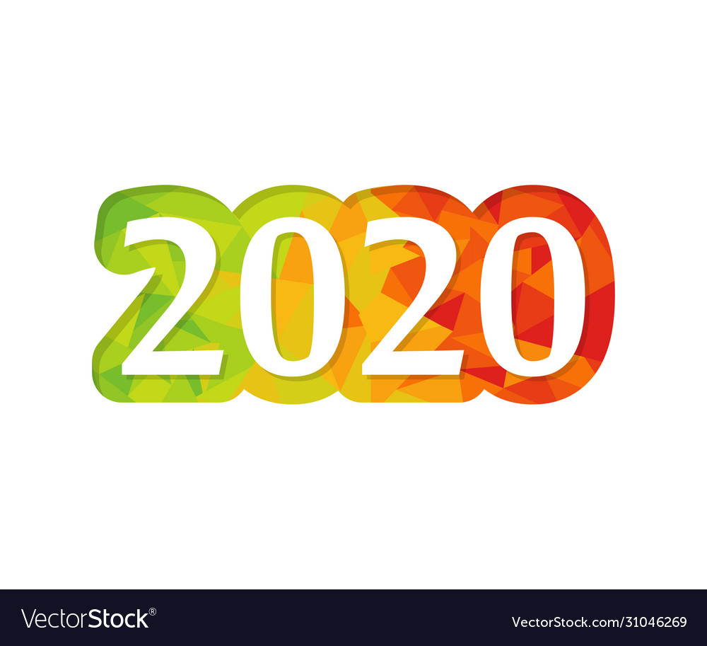 2020 on background triangles flat with shadow Vector Image