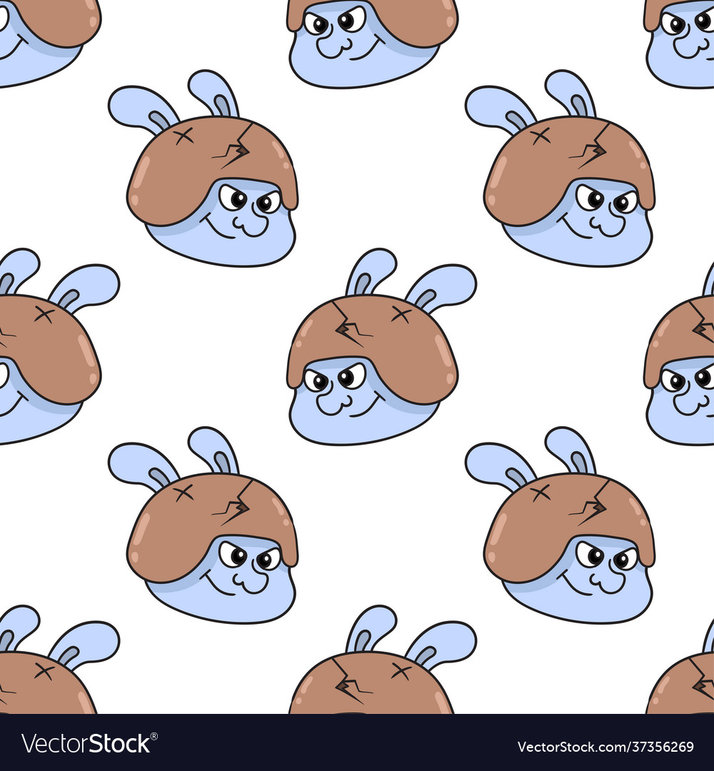 Army rabbit head seamless pattern textile print