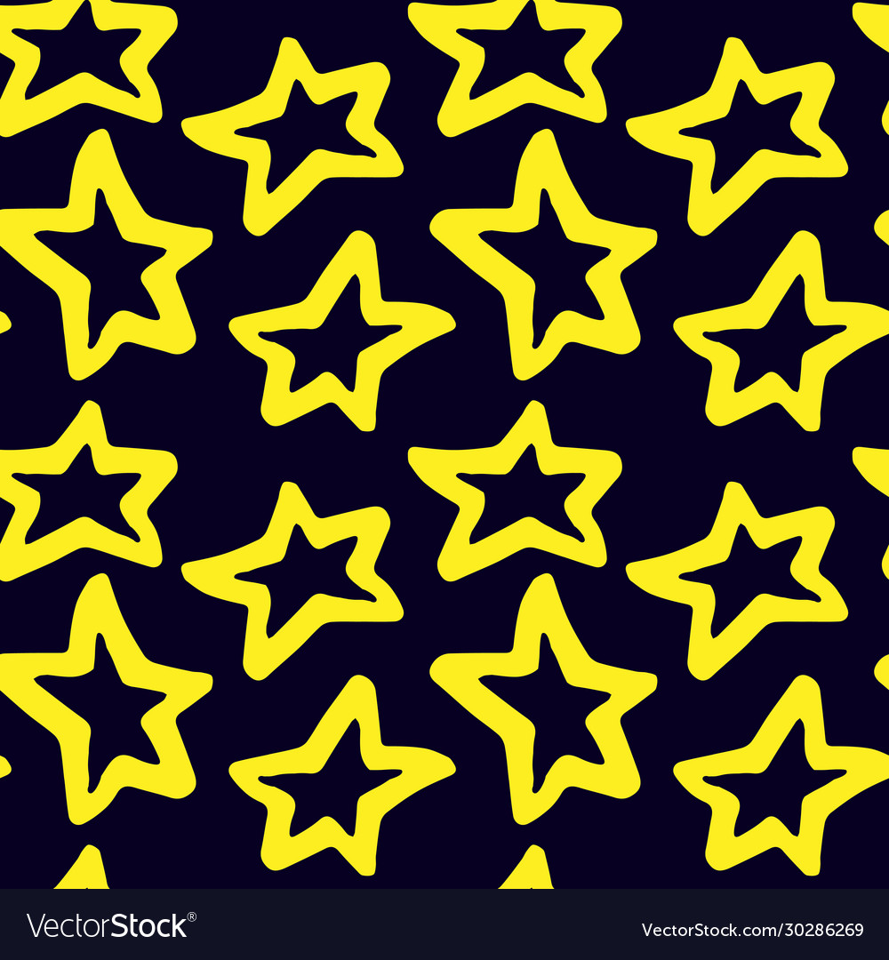Colored seamless pattern with yellow simple hand vector image Colored seamless pattern with yellow simple hand