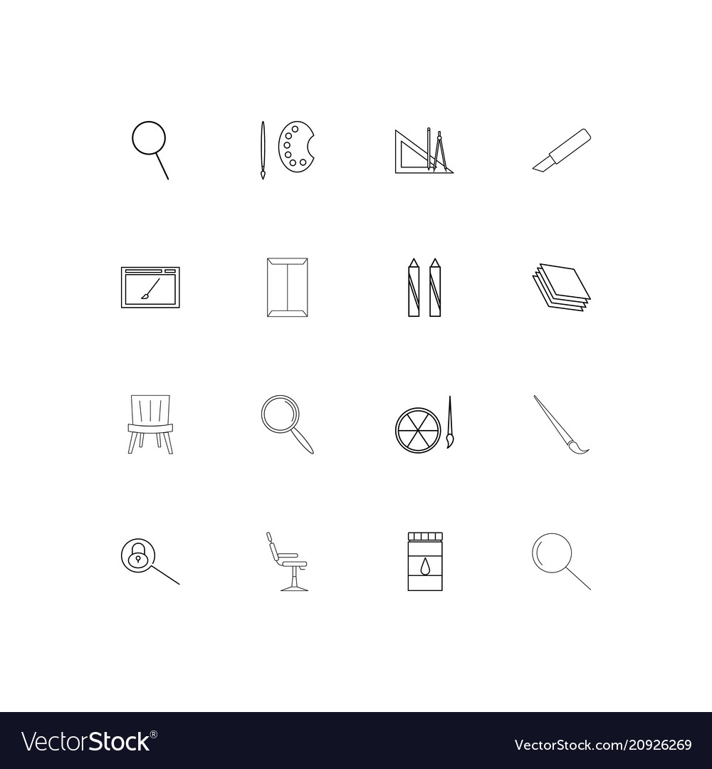 Creative process and design linear thin icons set