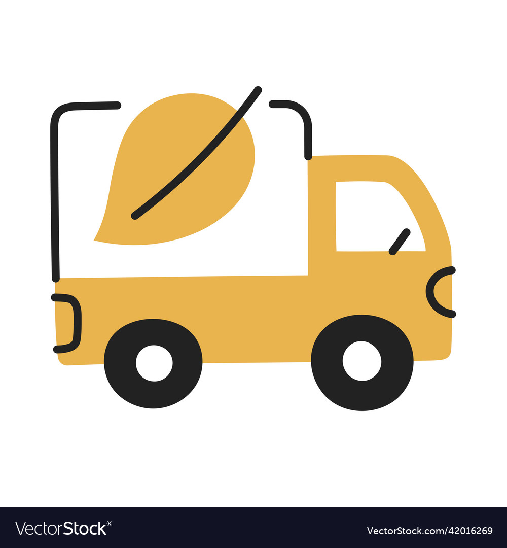 Electric cargo truck hand drawn ev doodle icon