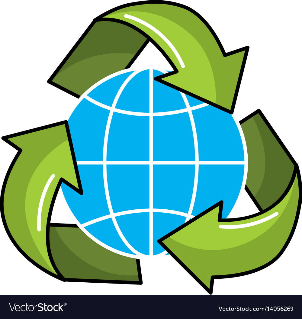 Gobal Planet im Recycling-Symbol